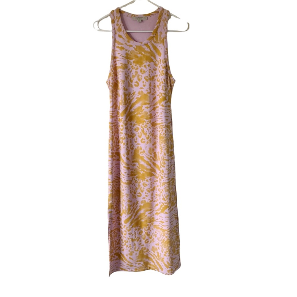 All Saints Pink and Orange Sheath Midi Dress